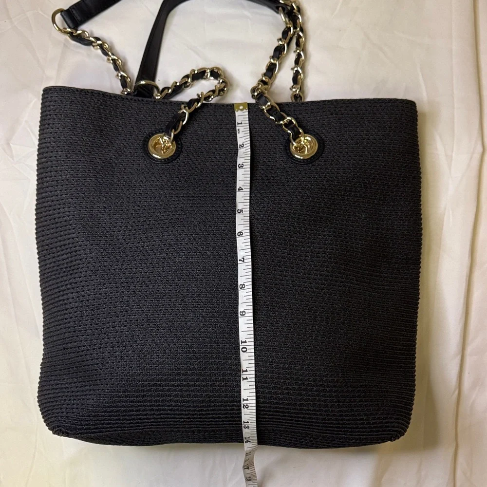 Talbots Black Woven Chain Strap‎ Tote Bag Gold Hardware